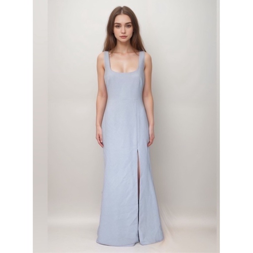 BHLDN Adena Light Blue Square Neck Bridesmaid Dress Size 12 USA Minimalist